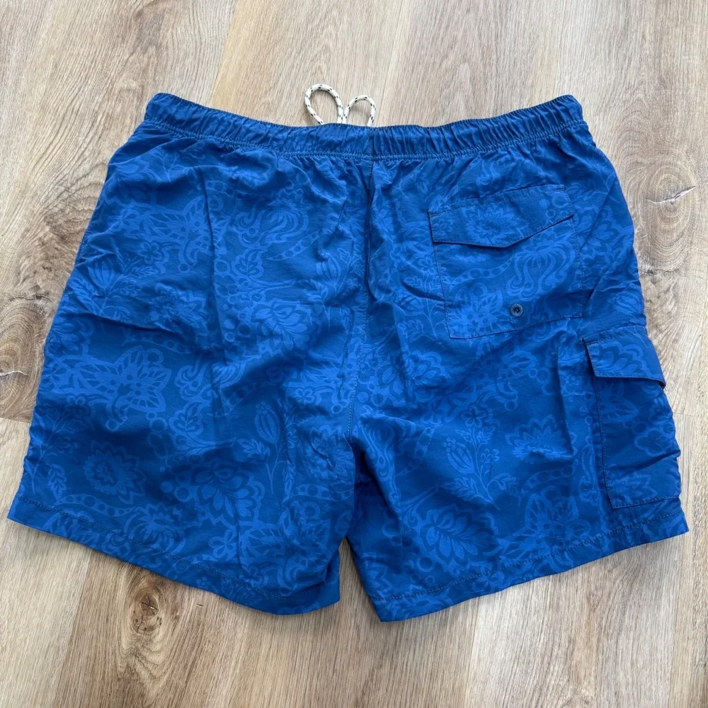Tommy Bahama Floral Paisley Swim Trunks Mens XL Blue Beach Tropical Resortwear